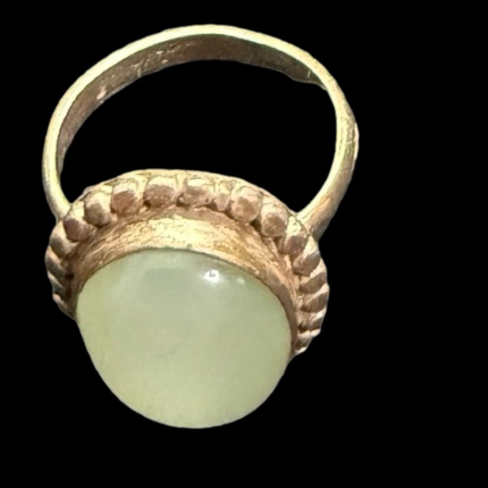 Vintage Sterling Silver Navajo Green Flourite Cabochon Oval Ring Sz 8 $229